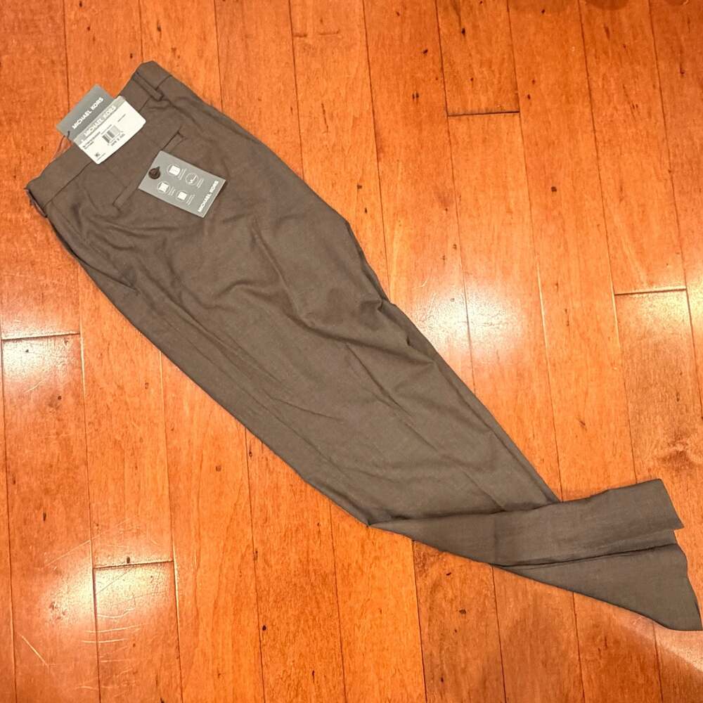 Michael Kors Men's Dress Pants 36x32 Brown Stretch Wrinkle Resistant